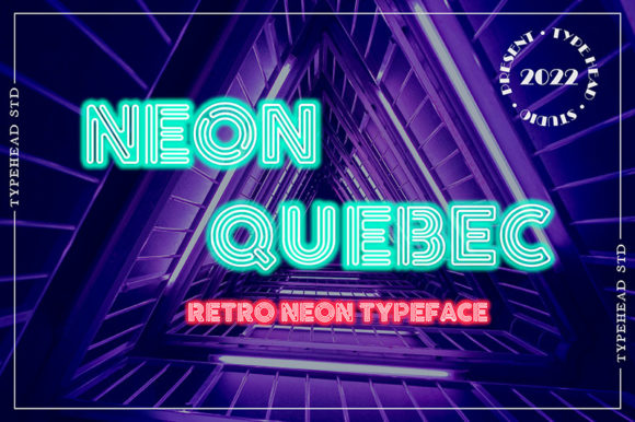 Neon Quebec Font: Retro Neon Display Typeface for Handmade Brands